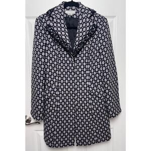 Nine West Women's Wool Blend Lined Coat Sequined Beaded Collar Lapel Size M